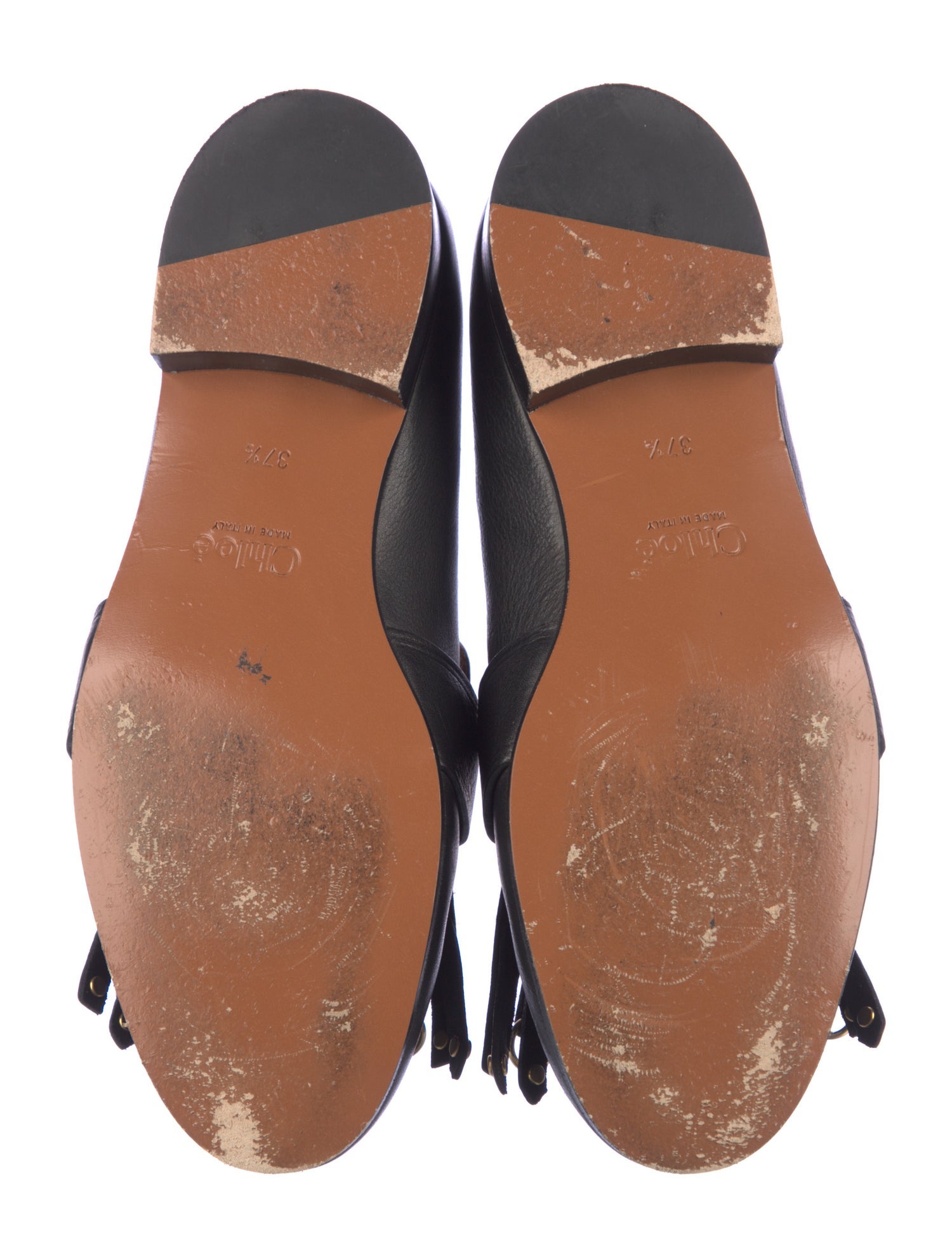 Chloé Leather Studded Accents Loafers